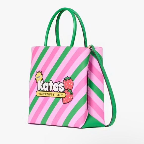 🩷♠️💚KATE SPADE🩷♠️💚Pink Multi Treat Yourself Bubble Gum Mini Tote/NWT - Picture 3 of 9